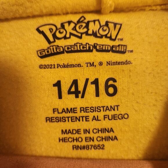 Adult Pokemon  Pajama's Hooded with Ears Size 14/16 - Picture 3 of 4